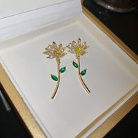 Fashion Heart Shape Flower Butterfly Alloy Inlay Artificial Crystal Zircon Earrings sku image 69