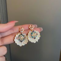 Fashion Heart Shape Flower Butterfly Alloy Inlay Artificial Crystal Zircon Earrings sku image 82