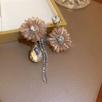 Fashion Heart Shape Flower Butterfly Alloy Inlay Artificial Crystal Zircon Earrings sku image 72