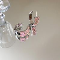 Fashion Heart Shape Flower Butterfly Alloy Inlay Artificial Crystal Zircon Earrings sku image 41