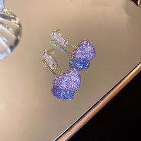 Fashion Heart Shape Flower Butterfly Alloy Inlay Artificial Crystal Zircon Earrings sku image 71