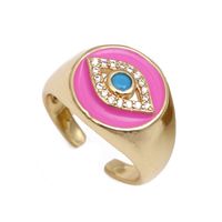 Fashion Devil's Eye Copper Open Ring Inlay Zircon Copper Rings sku image 1