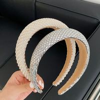 Fashion U Shape Plaid Artificial Pearl Inlay Rhinestone Pearl Hair Band main image 4