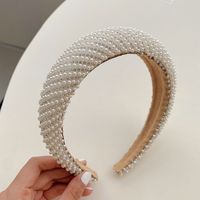 Mode Forme En U Plaid Perle Artificielle Incruster Strass Perle Bande De Cheveux sku image 2
