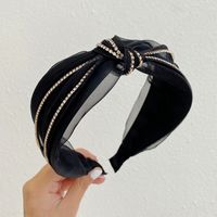 Fashion U Shape Solid Color Synthetic Yarn Net Yarn Inlay Rhinestone Hair Band sku image 4