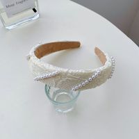 Fashion Bow Knot Cloth Handmade Pearl Hair Band sku image 3