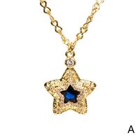 Fashion Star Water Droplets Copper Inlay Zircon Pendant Necklace sku image 1