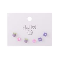 Mignon Lapin Fruit Alliage Vernis Au Four Perle Fleur Boucles D'oreilles 3 Paires main image 2