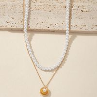 Retro Geometric Alloy Beaded Artificial Pearls Layered Necklaces main image 1