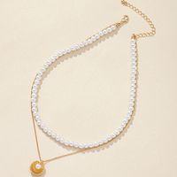 Retro Geometric Alloy Beaded Artificial Pearls Layered Necklaces main image 4