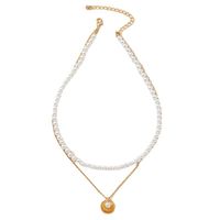 Retro Geometric Alloy Beaded Artificial Pearls Layered Necklaces main image 5