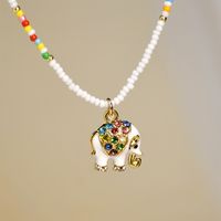 Ethnic Style Elephant Beaded Alloy Crystal Necklace main image 2