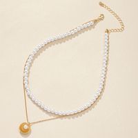 Retro Geometric Alloy Beaded Artificial Pearls Layered Necklaces main image 3