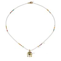 Ethnic Style Elephant Beaded Alloy Crystal Necklace sku image 3