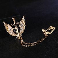 Business Wings Notes Alloy Chain Inlay Artificial Rhinestones Corsage Brooches main image 4
