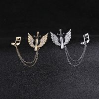 Business Wings Notes Alloy Chain Inlay Artificial Rhinestones Corsage Brooches main image 3