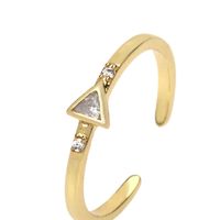 Fashion Triangle Rectangle Copper Open Ring Inlay Zircon Copper Rings main image 2