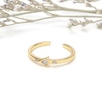 Fashion Triangle Rectangle Copper Open Ring Inlay Zircon Copper Rings main image 3