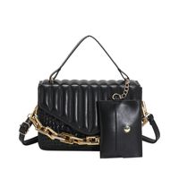Women's Pu Leather Solid Color Fashion Chain Square Flip Cover Crossbody Bag sku image 4