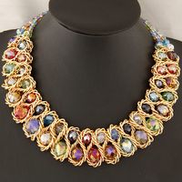 Novelty Geometric Alloy Inlay Artificial Crystal Necklace 1 Piece main image 6