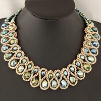 Novelty Geometric Alloy Inlay Artificial Crystal Necklace 1 Piece main image 3
