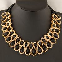 Novelty Geometric Alloy Inlay Artificial Crystal Necklace 1 Piece main image 4