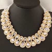 Novelty Geometric Alloy Inlay Artificial Crystal Necklace 1 Piece sku image 1