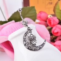 Fashion Moon Owl Stainless Steel Diamond Rhinestone Belly Ring main image 5