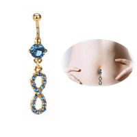 Fashion Number Stainless Steel Inlaid Zircon Zircon Belly Ring main image 1