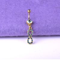 Fashion Number Stainless Steel Inlaid Zircon Zircon Belly Ring main image 4