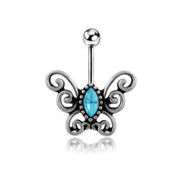 Fashion Butterfly Stainless Steel Inlay Zircon Belly Ring main image 1