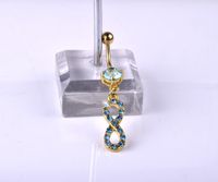 Fashion Number Stainless Steel Inlaid Zircon Zircon Belly Ring main image 3