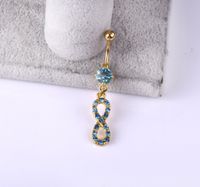 Fashion Number Stainless Steel Inlaid Zircon Zircon Belly Ring main image 2