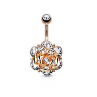 Fashion Flower Stainless Steel Diamond Zircon Belly Ring 3 Pieces main image 3
