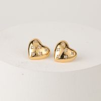 Fashion Heart Shape Copper Ear Studs Zircon Copper Earrings main image 1