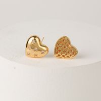 Fashion Heart Shape Copper Ear Studs Zircon Copper Earrings main image 5