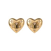 Fashion Heart Shape Copper Ear Studs Zircon Copper Earrings main image 4