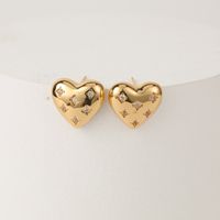 Fashion Heart Shape Copper Ear Studs Zircon Copper Earrings main image 3