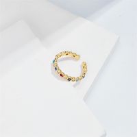 Novelty Eye Brass Open Ring Plating Zircon Copper Rings main image 4