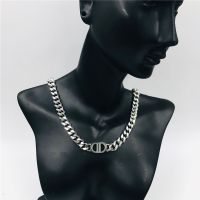 304 Stainless Steel Retro Inlaid Gold Geometric Necklace sku image 2