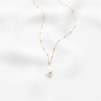 Simple Style Irregular Freshwater Pearl Brass Plating 14k Gold Plated Pendant Necklace main image 1