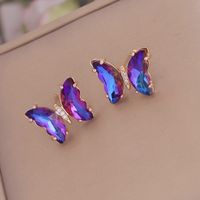 1 Pair Fashion Butterfly Copper Zircon Ear Studs sku image 9