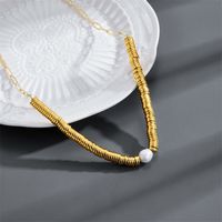 Fashion Geometric Imitation Pearl Alloy Necklace Beaded Copper Necklaces main image 1