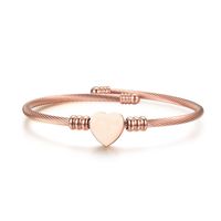 Lady Heart Shape Stainless Steel Metal No Inlaid Bangle main image 5