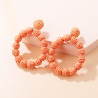 Simple Style Solid Color Straw Handmade Hoop Earrings sku image 4