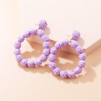 Simple Style Solid Color Straw Handmade Hoop Earrings sku image 3