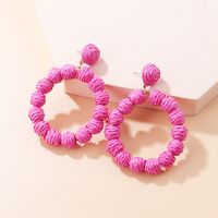 Simple Style Solid Color Straw Handmade Hoop Earrings sku image 5