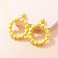 Simple Style Solid Color Straw Handmade Hoop Earrings sku image 8
