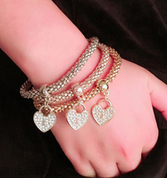 Mode Forme De Cœur Alliage Bracelets Couches Diamant Strass Bracelets De Cuivre main image 1