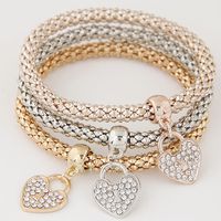 Mode Forme De Cœur Alliage Bracelets Couches Diamant Strass Bracelets De Cuivre main image 2